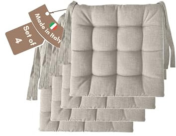 Il Tuo Artigiano Design Juego de 4 o 6 cojines para sillas de cocina, fabricados en Italia, juego de 6 cojines para sillas de cocina, 40 x 40 cm, grosor 6 cm, rellenos de esponja y suave acrílico (4,