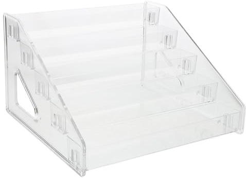 Milisten 5 Ausstellungsständer Vitrine Desktop Ständer Vitrine Medaille Display Rahmen Fingernagel Politur Rack Regal Erhöhungen für Bücherregal gestufte Display Regal Transparent Acryl