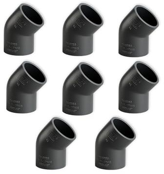FLUXI-TECH - Coude PVC 45° à Coller 32mm en PVC - Lot de 8 Pièces - PN16 bars, Résistance aux Produits Chimiques, jusqu’à 60°C - Interconnexion Étanche - Pour Piscines, Plomberie, Irrigation
