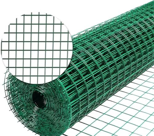 HGOuhK Gartenzaun Maschendrahtzaun, Maschenweite 6×6 cm, PVC-beschichteter Maschendrahtzaun, grüner Drahtzaun Begrenzungszaun(2.4mm)
