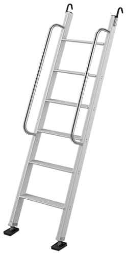 Etagenbettleiter aus Aluminium, 150 kg Tragkraft, universelle gerade Leiter für Wohnmobile, Wohnmobile und Kellerfenster, 6 Stufen, Silberfarben