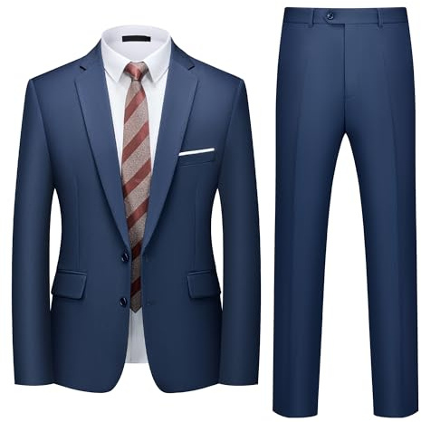 Traje Hombre 2 Piezas Slim Fit 2 Botones Boda Oficina Chaqueta Pantalón XXL