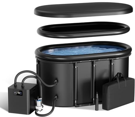 1/3HP Cold Plunge Chiller & Ice Bath Tub Set, Cold Plunge Tub with Water Chiller with External Filter, XXL 148Gal Portable Ice Pod with Insulated Lid, Enhance Recovery and Energy