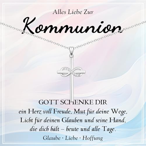 wynn's Kommunion Geschenke für Mädchen, Kreuz Kette Geschenk zur Kommunion für Tochter Nichte Enkelin Schwester Patenkind, Erstkommunion Konfirmation Geschenke für Mädchen