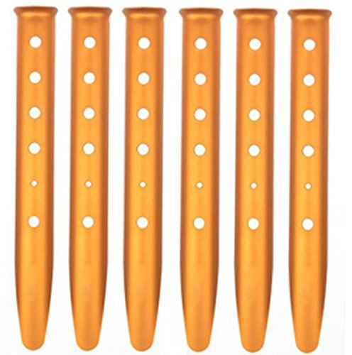 Ogrmar Zeltheringe aus Aluminium für Camping im Schnee und Sand, Zelt, Bootfahren, Wandern, Rucksackreisen, Picknick, Schutz, Baldachin, Outdoor-Aktivitäten, 6 Stück (Orange, 6 Stück)