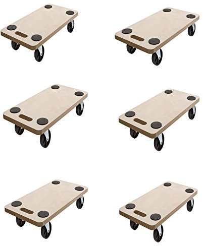 SCHEPERS (6 Stück) SWV 400031 Rollbrett Transportrolle Möbelroller Roller | MDF, PP | max. 200kg | 58 x 30 x 12 cm
