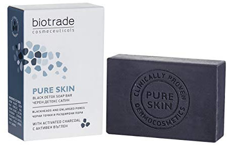 Pure Skin Black Charcoal Soap Bar Detox Removes Blackheads Acne Oiliness Tightens Pores