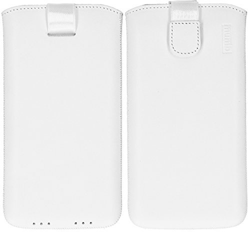 mumbi Echt Ledertasche kompatibel mit Xiaomi Mi A1 Hülle Leder Tasche Case Wallet, Weiss