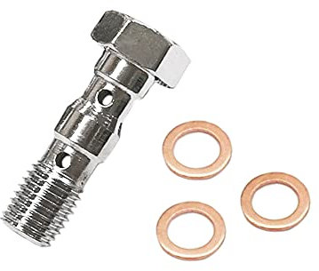 LE LEFOSSI Chrome 10mm M10 x 1.25mm Raccord de Frein en Acier Inoxydable Double Diagonal Boulon Banjo Moto Master Cylindre de Frein pour Kawasaki Suzukii Hondaa Yamaha