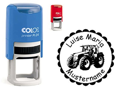Stempel Kinderstempel TRAKTOR - mit Motiv und persönlichem Namen - für Kinder