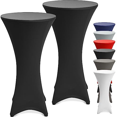 Beautissu 2er Set Stretch Stehtisch Husse Schwarz Ø 70-75 cm Stella – Verstärkung im Fußbereich & 40°C waschbar, rutschfest & bügelfreie Husse für Stehtisch & Bistrotisch als Tisch-Überzug