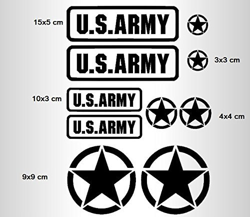 generisch US Army USA Star Aufkleber Set Military Sticker Set XL oder m (91/20) (weiß Glanz, m)