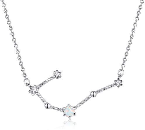 VIKI LYNN Women 925 Sterling Silver Created Opal Cancer Zodiac Necklace Star Sign Jewellery