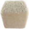 generisch Hocker Ottomane Sitzwürfel Pouf aus echtem Lammfell Creme Weiss mit Holz Gestell