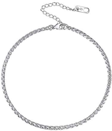 PROSTEEL Chaîne de Cheville Ajustable Acier Inoxydable pour Femme Fille 3mm/22cm Rope Chain Anklet