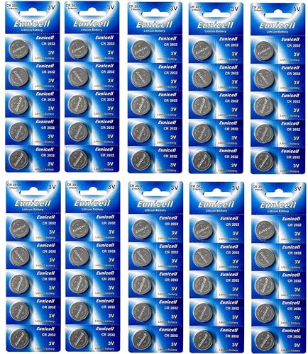 Lot de 50 Piles CR2032 DL2032 Lithium 3 Volt (50 Piles) - Batterie Bouton CR Lithium de Haute Performance
