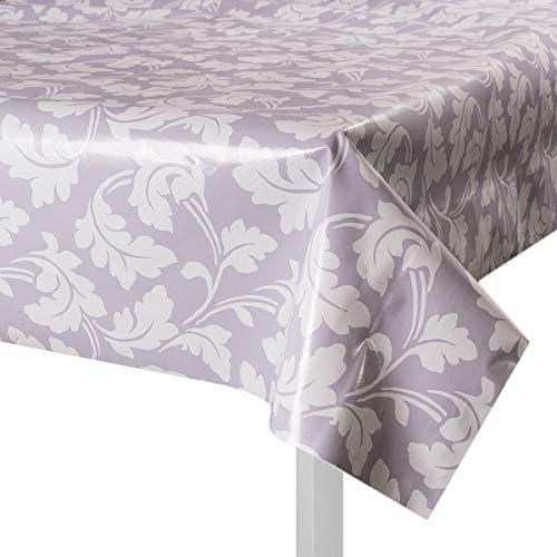 SaRani Tovaglia Tavola Plastica Plastificata Fantasia Foglie Lilla PVC 50 cm x H 140 cm