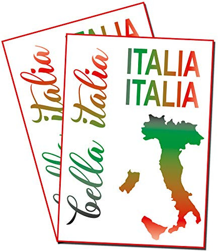 Finest Folia Bella Italia Aufkleber Set Italien für Auto Bus Wohnwagen Anhänger Motorrad Kfz Fahrzeug Autoaufkleber Italienische Karte Flagge Selbstklebend (R102 Tricolore)