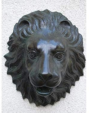 IDYL Bronze-Skulptur Löwenkopf Fontäne handgefertigt 30x25x15 cm | Gartenskulptur oder Teich-Dekoration | Hochwertiges Kunsthandwerk | Wetterfest