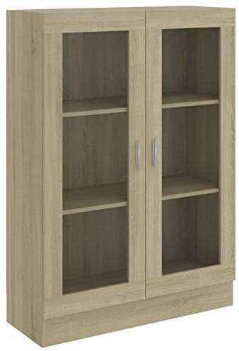 Festnight Meuble de Rangement Armoire à vitrine Chêne Sonoma 82,5x30,5x115 cm Aggloméré