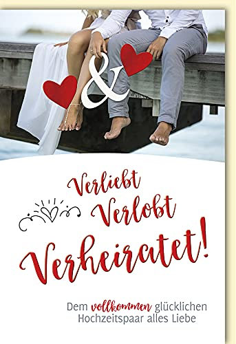 Verlag Dominique - Hochzeitskarte mit Briefumschlag - Verliebt, Verlobt, Verheiratet