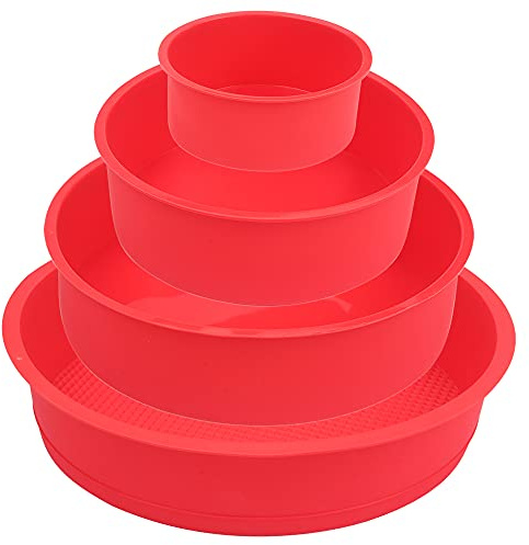 BAKER DEPOT Silicone Mould for Baking Nonstick Layer Cakes Bakeware Round Cake Pans Chocolate Rainbow Cake for Birthday Wedding Party 4 6 8 9 Inch Set of 4