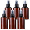 TIANZD 6 Pieces Empty 150 ml Brown PET Plastic Fine Mist Pump Spray Bottles with Black Sprayer for Cosmetic Perfume Water Travel Portable Containers Refillable, 1x Funnel