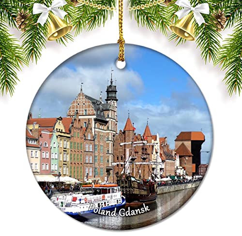 Polen Danzig Weihnachtsschmuck für Baum, Keramik-Anhänger, doppelseitig, Ornament, Dekoration, Weihnachtsgeschenke, Porzellan, Reise-Souvenirs