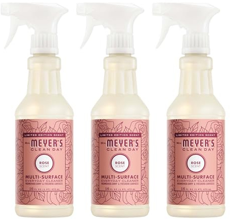 MRS. MEYER'S CLEAN DAY Multi-Surface Everyday Cleaner, Rose Scent, 16 Fl Oz Bottle - 3 Pack