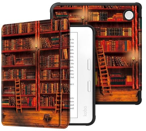 Fintie Hülle für Tolino Vision 6 eReader (2021) / Kobo Libra 2 (2021) eReader - Superleicht Soft TPU Rückseite Abdeckung Schutzhülle mit Auto Schlaf/Wach und Magnetverschluss, die Bibliothek