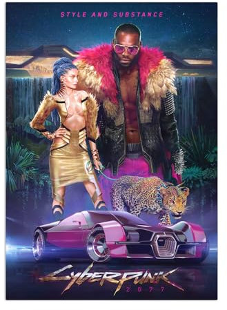 Displate Offiziell Cyberpunk 2077 MetallPoster Magnetische Befestigung Inklusive Lizenziert Bilder Hochwertiges Poster Art Styles - Neokitsch Poster 45 cm x 32 cm