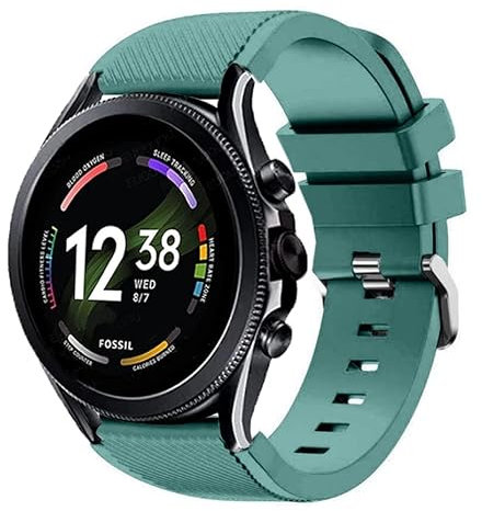 Strap-it Silikonarmband - kompatibel mit - Fossil Gen 6 44mm - Armband - Tannengrun - fur Gen 5e 44mm - Gen 5 - Gen 4 Q Explorist HR - Gen 3 Q Explorist HR