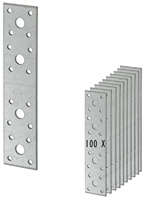 100 x siwitec Flachverbinder 180 x 40 mm sendzimir verzinkt, Materialstärke 2,5 mm, CE-Kennzeichnung, witterungsbeständige Lochplatte Holzverbinder, Lochblech Montageplatte, Flachstahl verzinkt