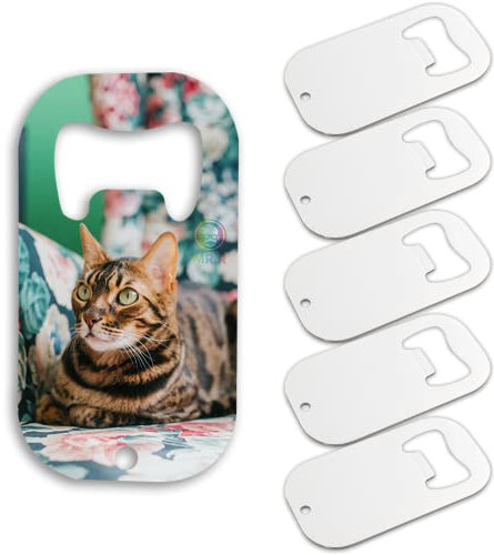 MR.R 6 Pieces Sublimation Blanks White Color Stainless Steel Dog Tag Shape Bottle Opener, Solid and Durable Beer Openers, White Color