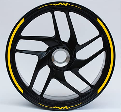 DualColorStampe Confezione Adesivi Set Completo di Cerchi Strisce per Moto per 2 Ruote da 17'' pollici strips Design Sportivo COD.D0069 (Giallo)