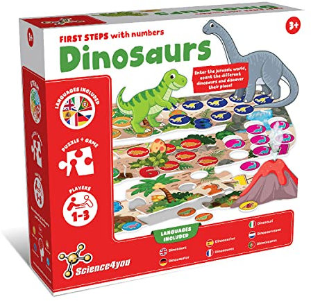 Science4you 3549 Lernspiel 55 Dinosaurierscheiben Set, Dino Kinder-Spiel Jahren mit Dinosaurier Puzzle ab 3
