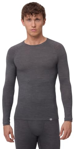 DANISH ENDURANCE Merino Langarm Shirt Herren, Thermounterwäsche Herren, Funktionsshirt, Dunkelgrau, XXL