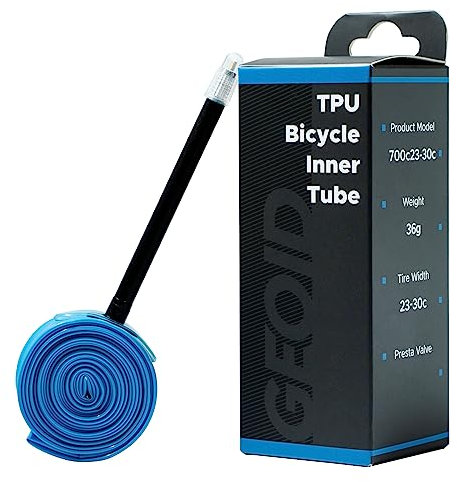 Geoid Ultraleichter Fahrrad-TPU-Innenschlauch 700c x 23c-30c Rennrad MTB Fahrrad TPU-Material Reifen 75 mm Länge Französisch 36 g Superleicht für Erwachsene