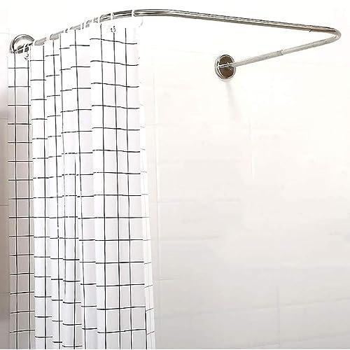Extensible Barre Rideau Douche Arrondie en Forme U,Tringle à Rideaux de Douche Angle Acier Inoxydable Arquée de,Barre Rideau Douche sans Perçage,pour Salle Bains,Cabine Douche(Size:100x100x100cm,Color