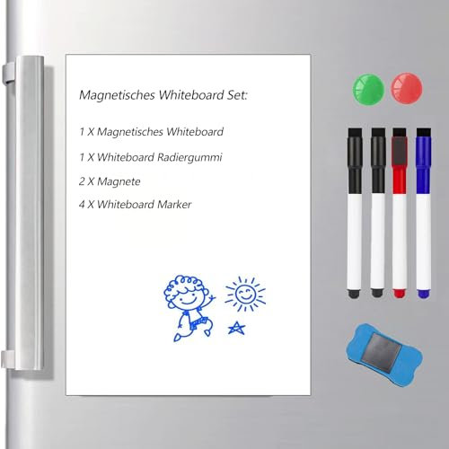 Magnetisches Whiteboard Kühlschrank 30 x 20 cm Magnettafel Kühlschrank A4 Magnetfolie Kühlschrank Selbstklebend Abwischbare DIY Magnettafel Folie (A4- weiß)