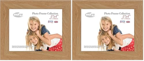 Inov8 Framing - Lime Oak 5x4 Inch (10x12cm) British Made Photo Frame - Wood Effect with Glass Picture Frame (Pack of 2)