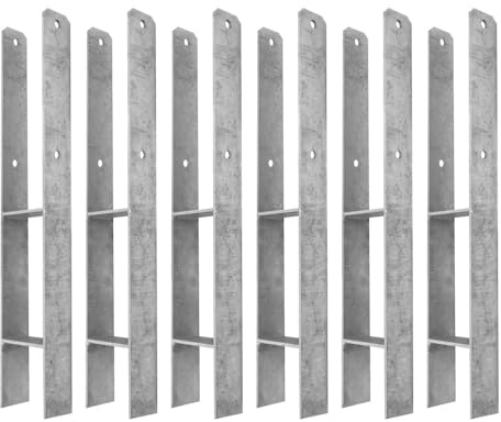 Wickey MasterLock H-Anker - Befestigung, Verankerung aus feuerverzinktem Stahl für Spieltürme, Schaukeln, Stelzenhäuser, Gartenzaun, Pfosten - 90x90 mm, Stärke 6 mm (6)
