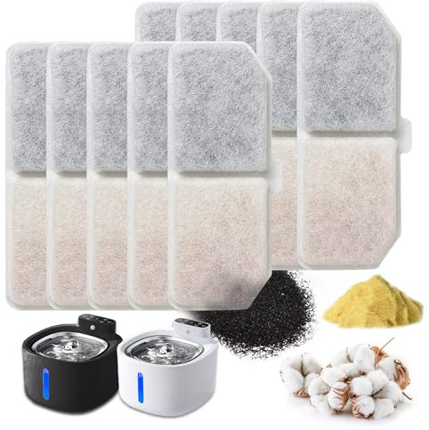TRUEIN 12 Pack Cat Water Fountain Filters, Activated Carbon Pet Fountain Replacement Filters