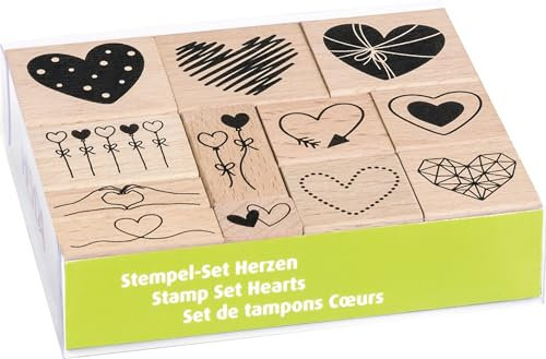 HEYDA Stempel-Set „Herzen“, B/H/T: 120 mm × 30 mm × 100 mm