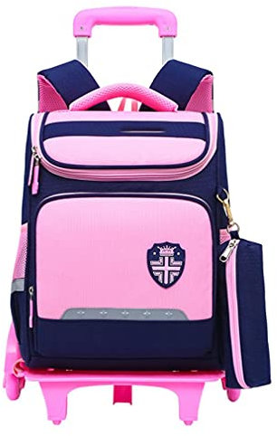 ATHUAH Kinder-Rucksack mit Rollen, abnehmbare Kinder-Trolley-Schultasche, Kinder-Krawattentasche, Reduzieren Sie den First-Rucksack-C_Sechs Runden