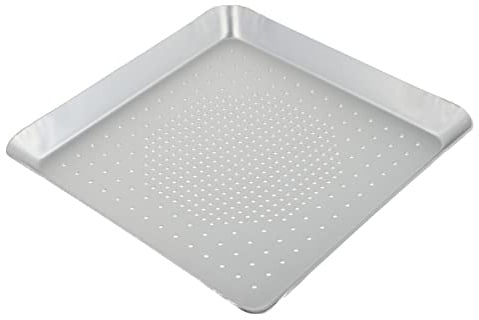 MAGICLULU 10 Inch Square Perforated Pizza Pan Aluminum Alloy Crust Crisper Tray with 3mm Holes for Oven Baking, Non-Stick Bread Pastry Sheet for Kitchen Home Cookery, Silver Finish