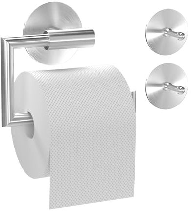Dailyart Toilettenpapierhalter Ohne Bohren, Edelstahl Klopapierhalter Selbstklebend Toilettenpapierhalter Wandmontage Klopapierhalter Ohne Bohren mit 2 Klebehaken für Bad und Küche, Silbrig