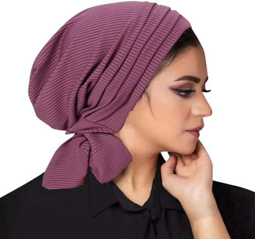 Beokeuioe verstellbare islamische muslimische Unterschal Hijab Cap Damen Kopftuch, Untertuch Hijab Tube Cap, Chemo-Kopfbedeckung mit Tie-Back Verschluss für Frauen