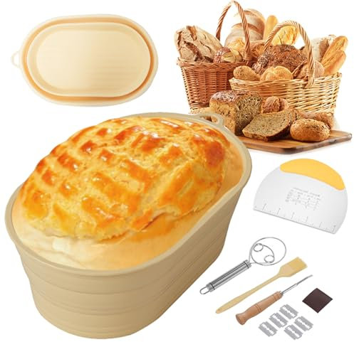 MeYuxg Gärkörbchen für Brot, Silikon Gärkorb, Oval, Modern, Brot Backen Zubehör, Brotkorb, 26cm