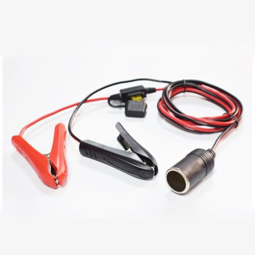 Auto Batterie-Krokodilklemmen auf Zigarettenanzünder, 12-24V Krokodilklemmen auf Buchse Ladegerät Adapter mit 20A Sicherung